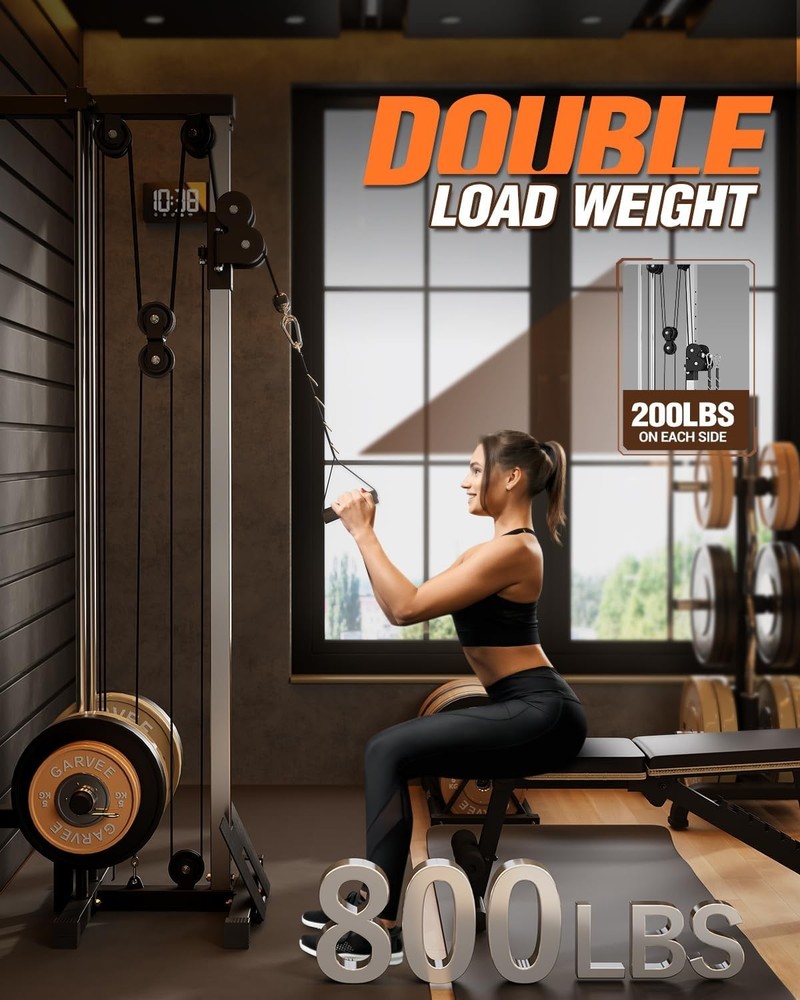 Adjustable Dual Pulley Cable Machine,LAT Pulldown&Crossover Station for Home Gym