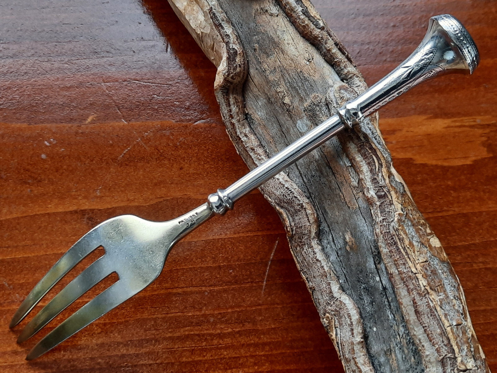 Coin Silver James Bingham Seal Top Pastry Fork, Mono