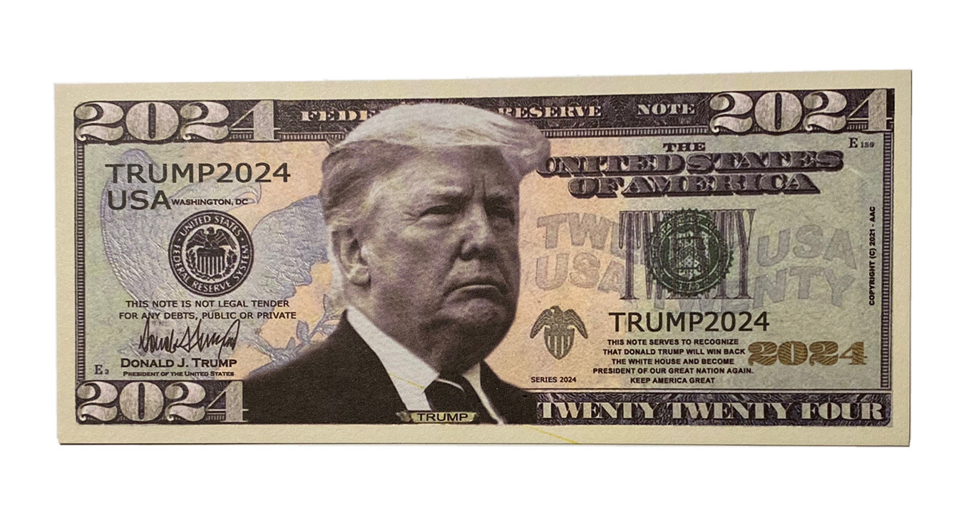 Re-Elect Trump 2024 Dollar Bill Play Money Novelty Note 10 Bills + FREE SLEEVE