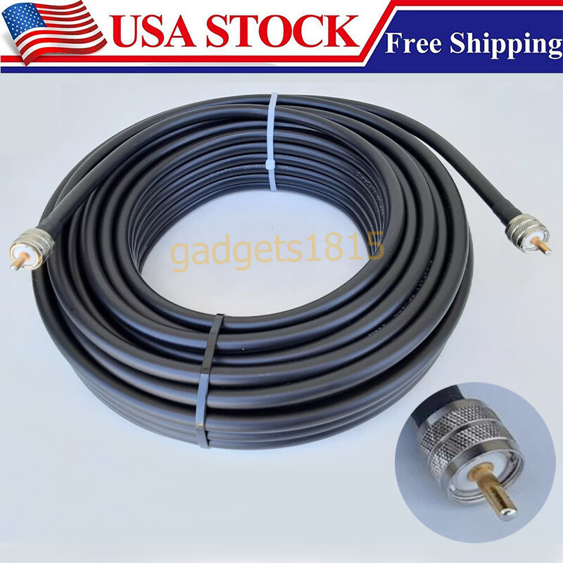 50Ft LMR400 Antenna RF Coaxial Jumper Cable PL259 UHF Male to Male For Ham Radio