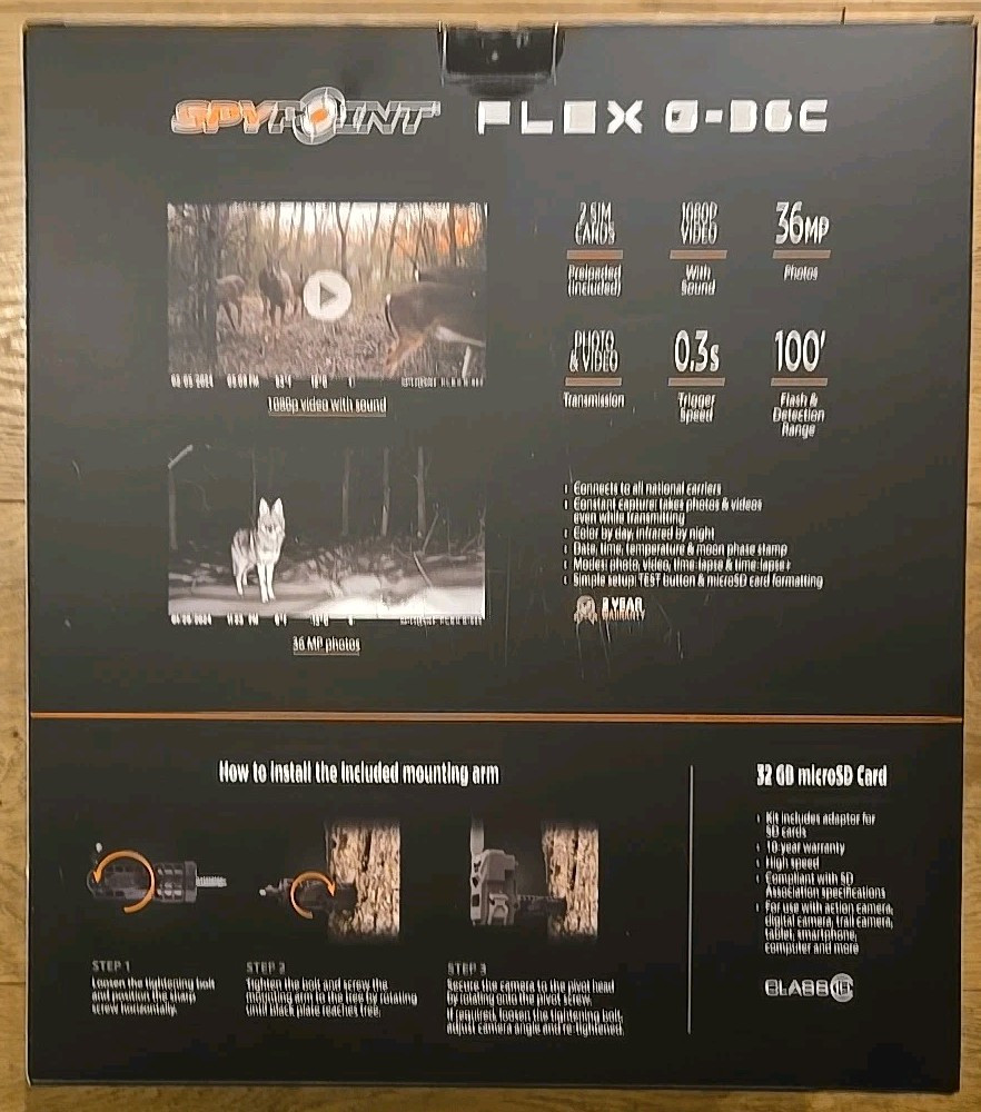 🌟NEW🌟 SpyPoint Flex Cellular Trail Camera Elite Bundle Model G-36C