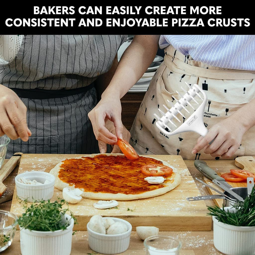 Pizza Dough Docker, Pastry Roller with Spikes Pizza Docking Tool for Home & Comm