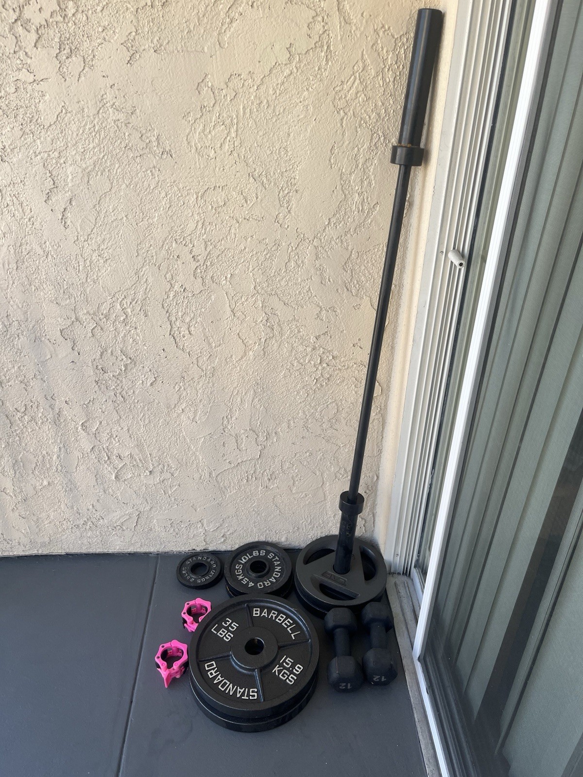 Weight Plate & Olympic Barbell Bar set - 170lbs total