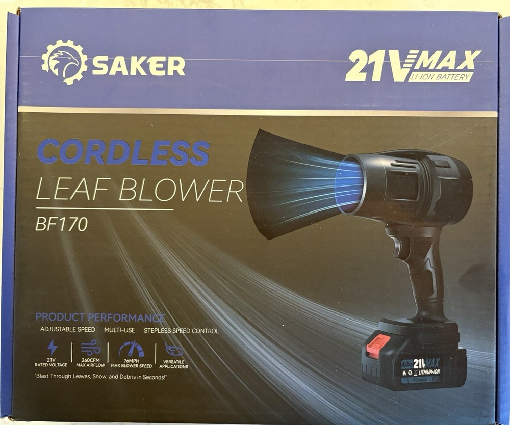 Saker 21 Volts Adjustable Speed Multi-Use Cordless Leaf Blower Model BF170