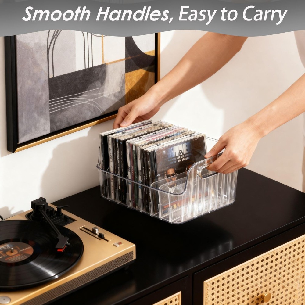 Clear CD Holder 2 Pack, Plastic CD Storage Box, CD Storage Racks, DVD Storag ...
