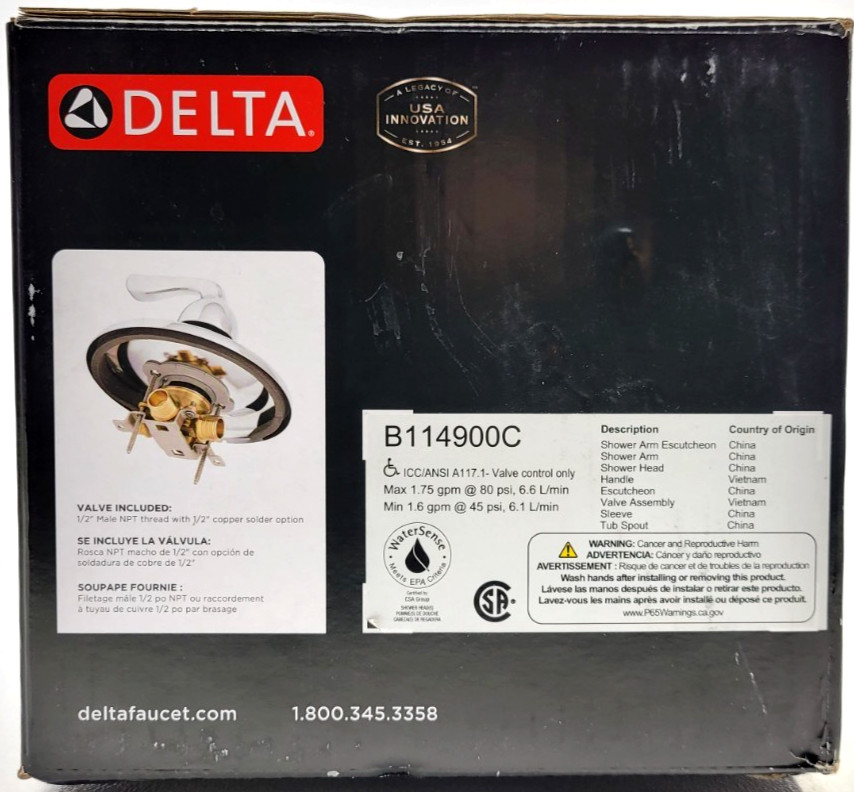 Delta B114900C Foundations Single-Handle 1-Spray Tub and Shower Faucet, Chrome