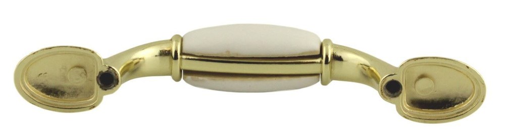 3" Pink Rose Ceramic Pull Polished Brass