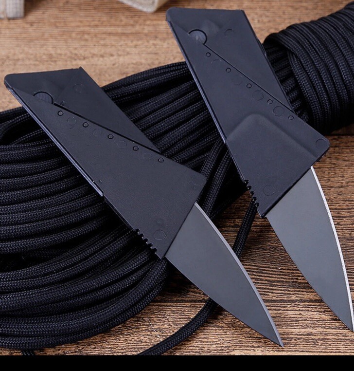 Folding Thin Cardsharp Knife Black Razor Sharp Wallet Credit Card Survival Tool