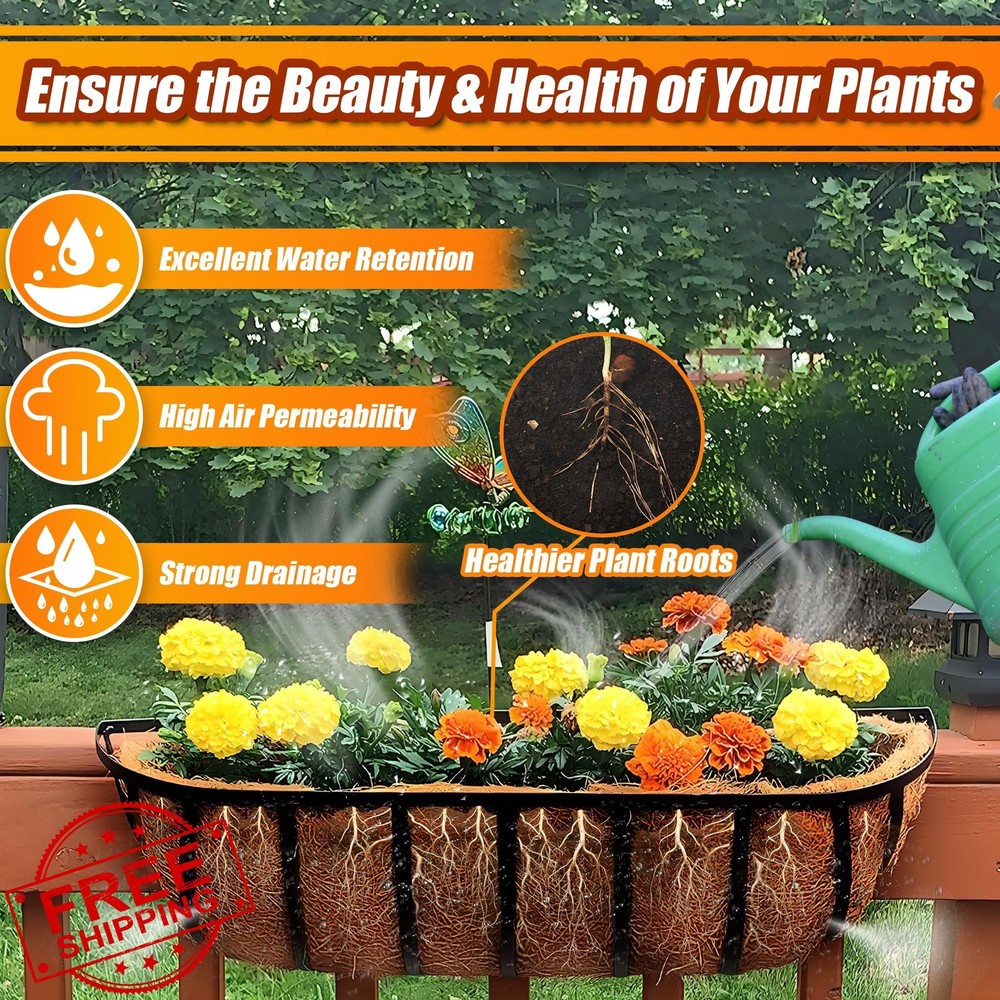 Sinimaka Coco Liners 48 Inch 2 Pack Planter Trough Window Box