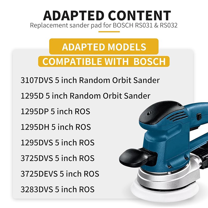 5" 8-Hole Hook&Loop Sander Backing Pad for Bosch RS032 RS031 3107DVS 3725DEVS