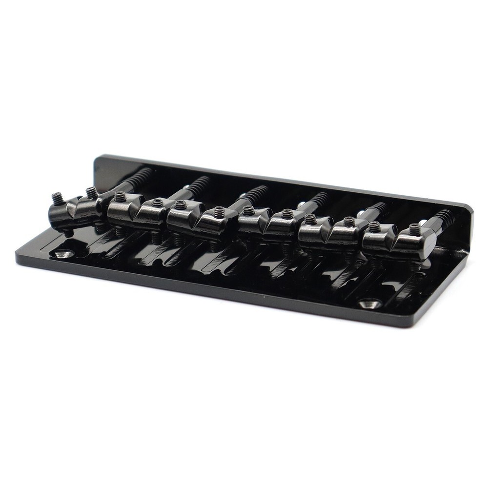 6 String Metal Fixed Bass Bridge L-Shaped Saddle Bridge Top Load Tailpiece Black
