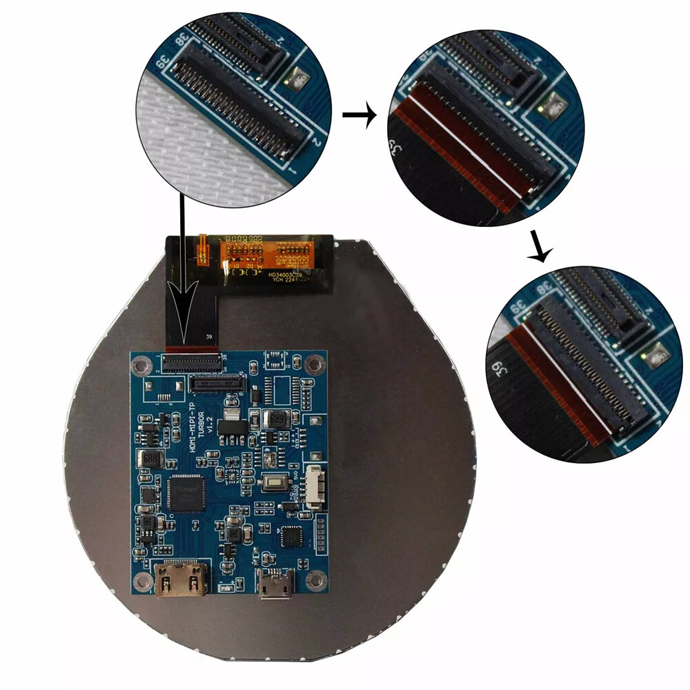 HD LCD Controller Board 3.4inch VS34003C39 800X800 Round LCD Screen:
