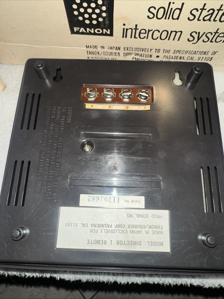 Vintage Fanon Solid State Intercom System Master Unit, Four Remote Unit Untested