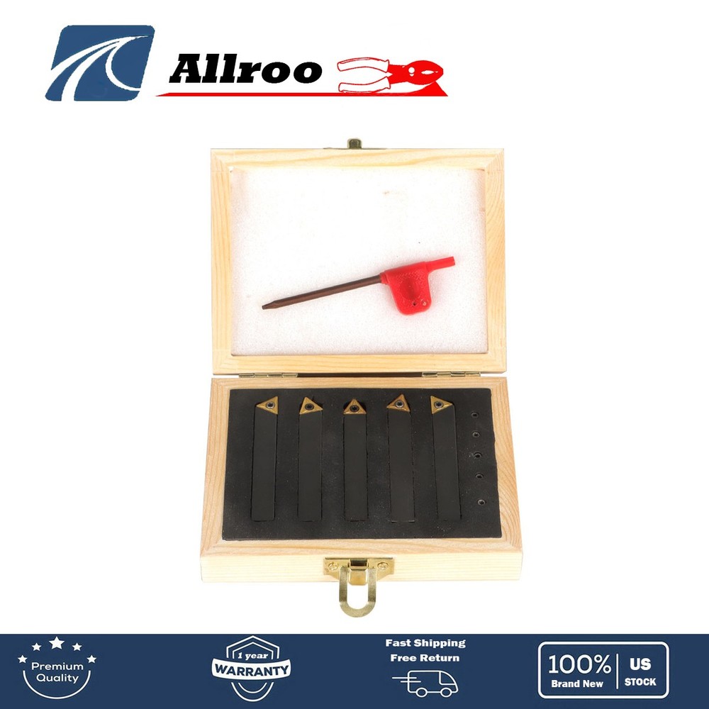 5 Pieces 3/8" Lathe Indexable Carbide Insert Turning Tooling Bit Holder Set
