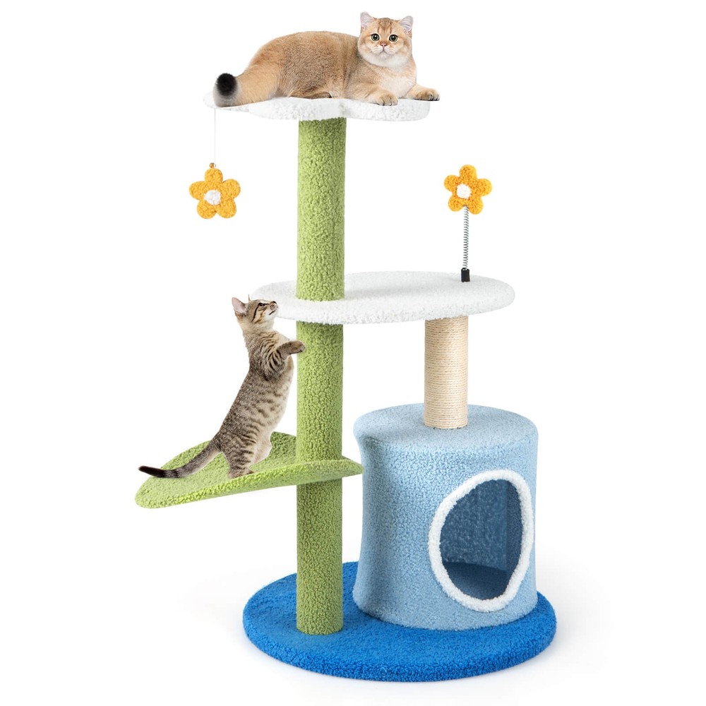 4-Tier Modern Cat Tree Tower Kitten Activity Center with Sisal Scratching Post
