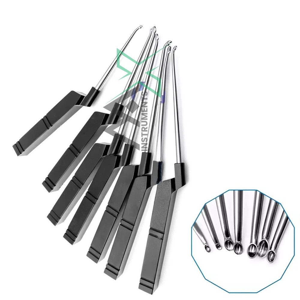7 PCs Karlin Type Cervical Curettes Downward Surgery Orthopedic Instruments,