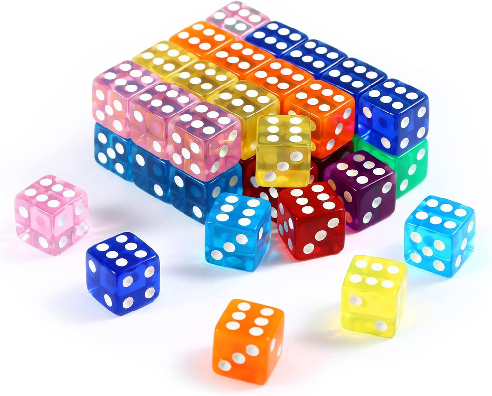 40 Pieces 16Mm Colored Dice Set，6 Sided Bulk Dice for Board Game, Teaching Math