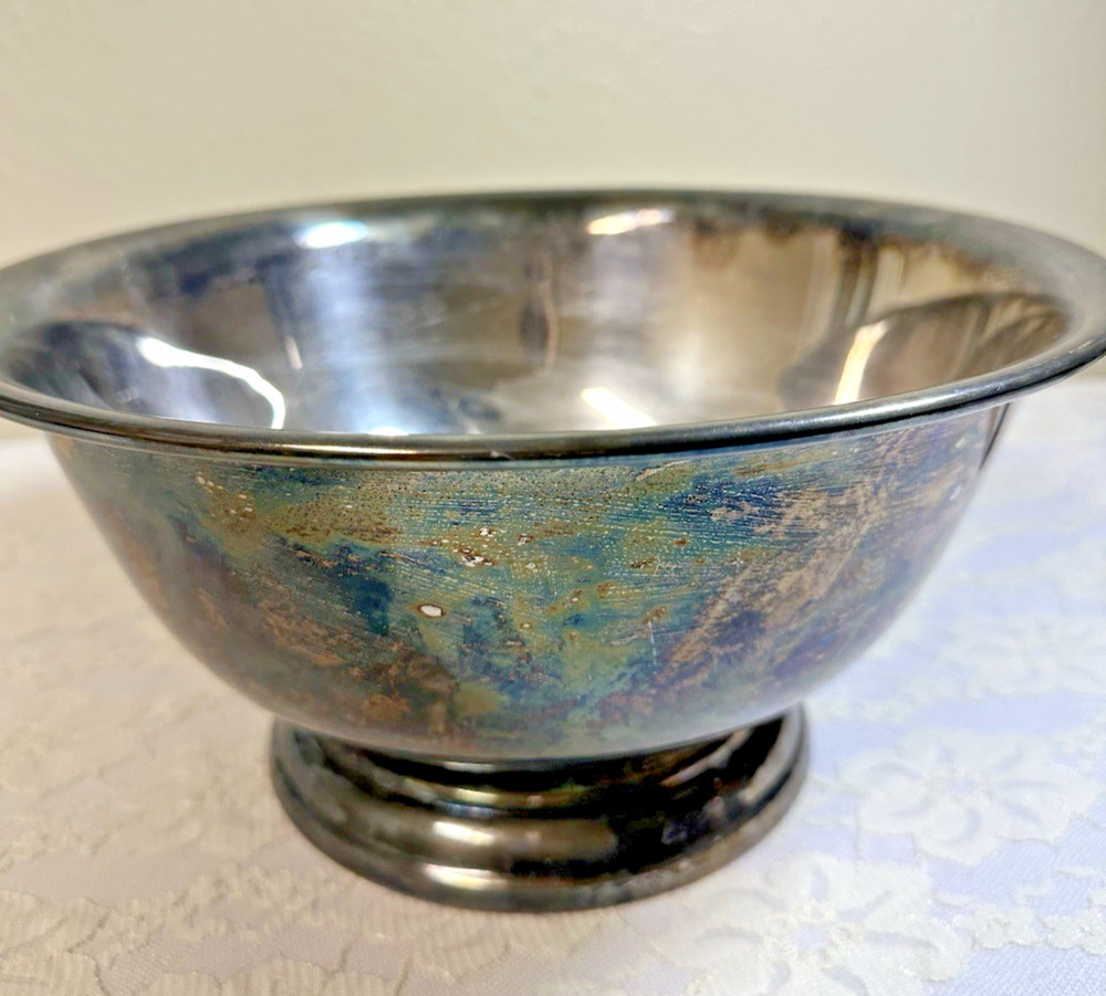 Poole Silver Co #502 12 12" Silverplate Pedestal Bowl Vintage