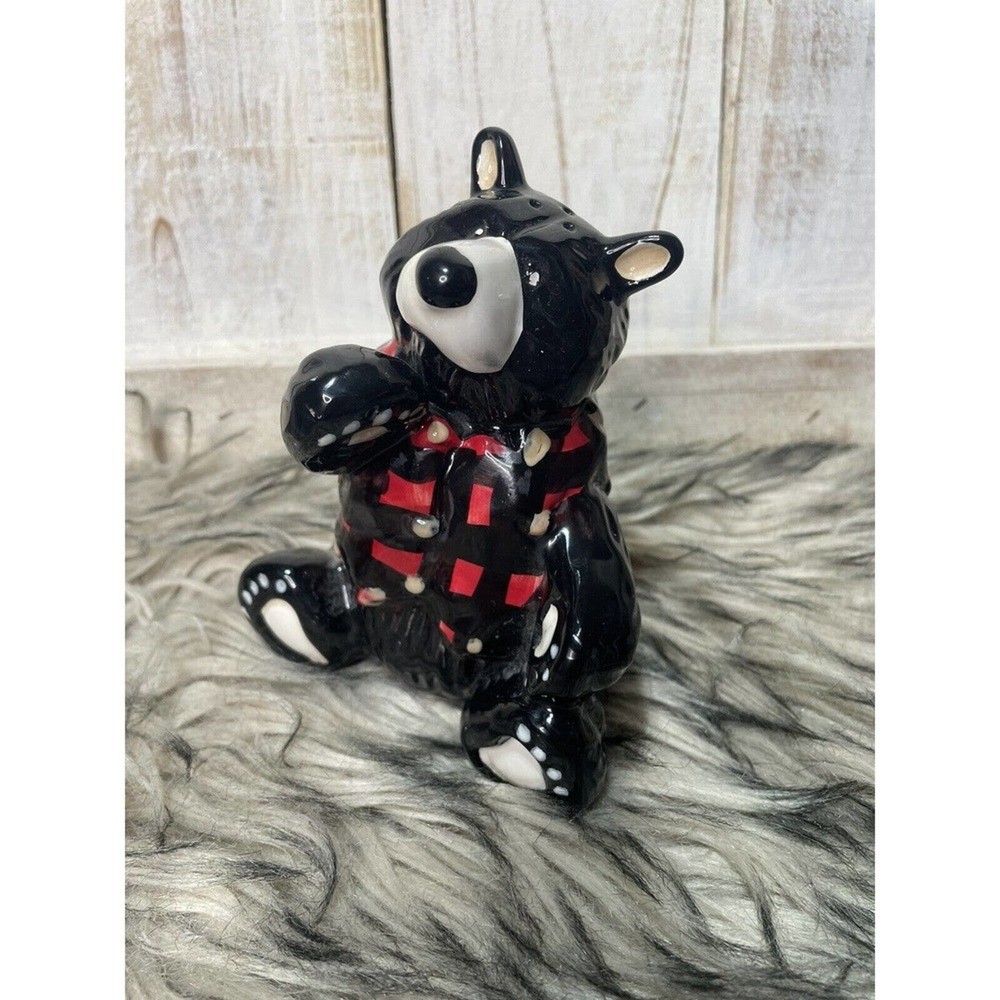 Black‎ Bear Salt Shaker Glazed Ceramic