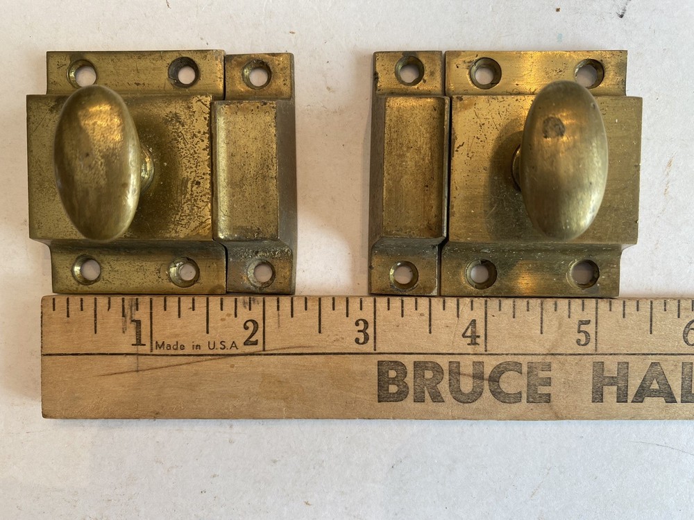 YALE Cupboard/ Cabinet Door Latches- Solid Brass w/ Keepers