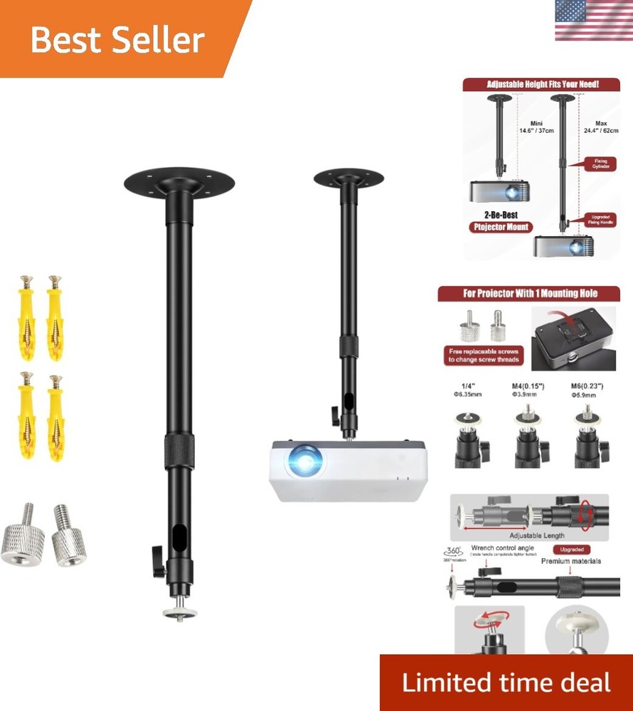 Versatile Projector Mounting Solution - Ceiling/Wall with 360° Swivel Adjustment