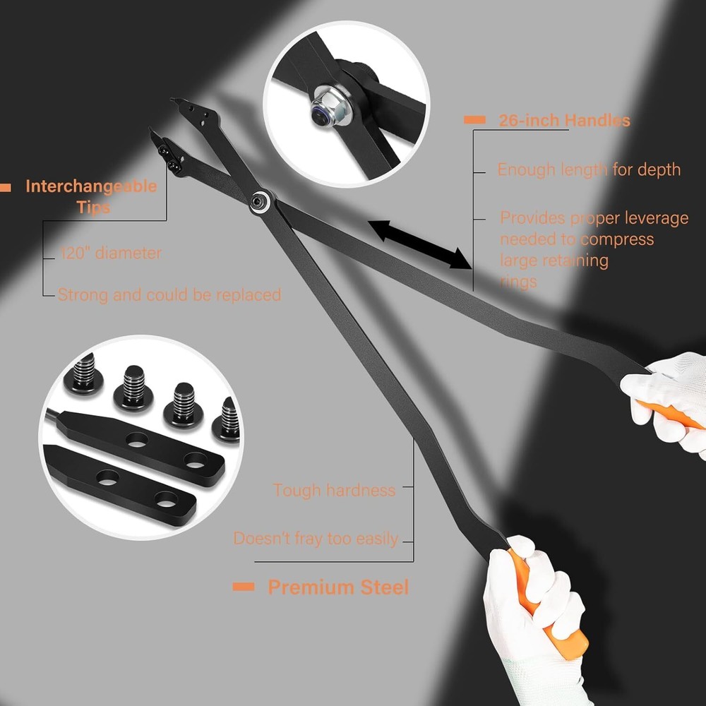 for GM Lang Tool Internal Retaining Ring Pliers with Interchangeable Tips 26"