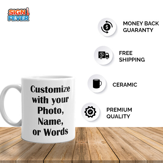 Custom Mug Personalized Text Customizable Image Coffee Tea Ceramic Printed Gift
