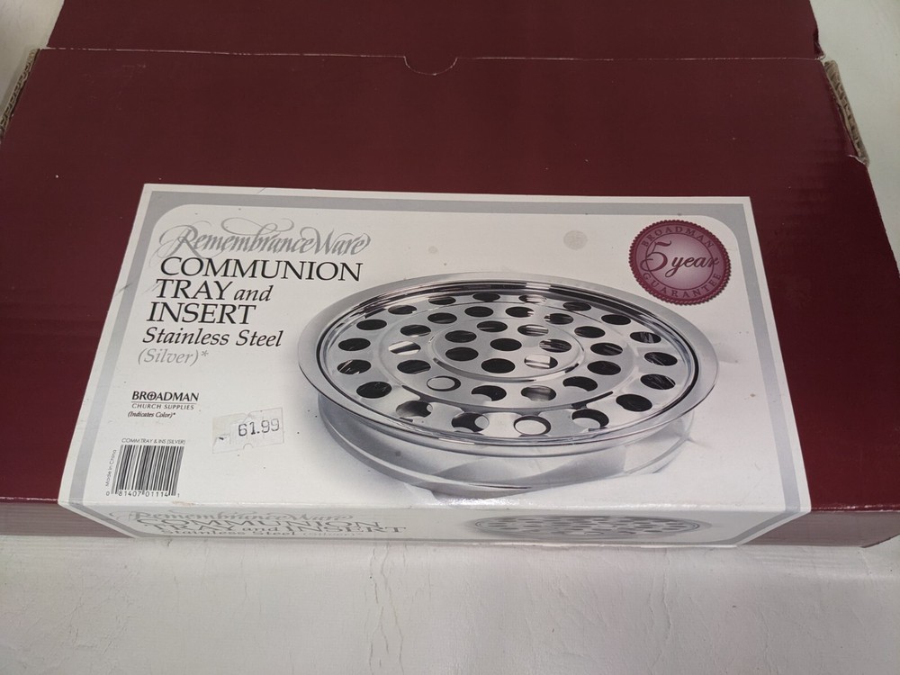 Communion-RemembranceWare-SilverTone Tray & Disc Stainless Steel (ZB)
