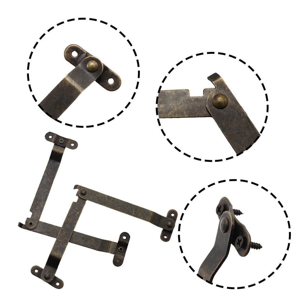 Adyoney 4 Pcs Large Antique Brass Lid Folding Support Large,