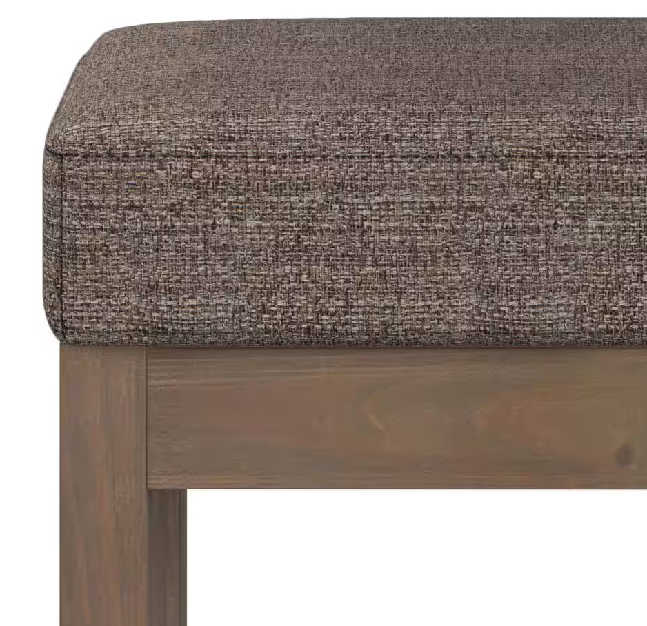 SIMPLIHOME Milltown 27" Rectangle Footstool Ottoman Mink Brown