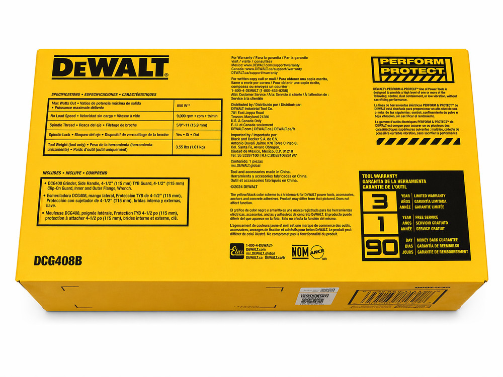DEWALT 20VMAX Brushless Angle Grinder Paddle Switch Cordless DCG408B - Tool Only