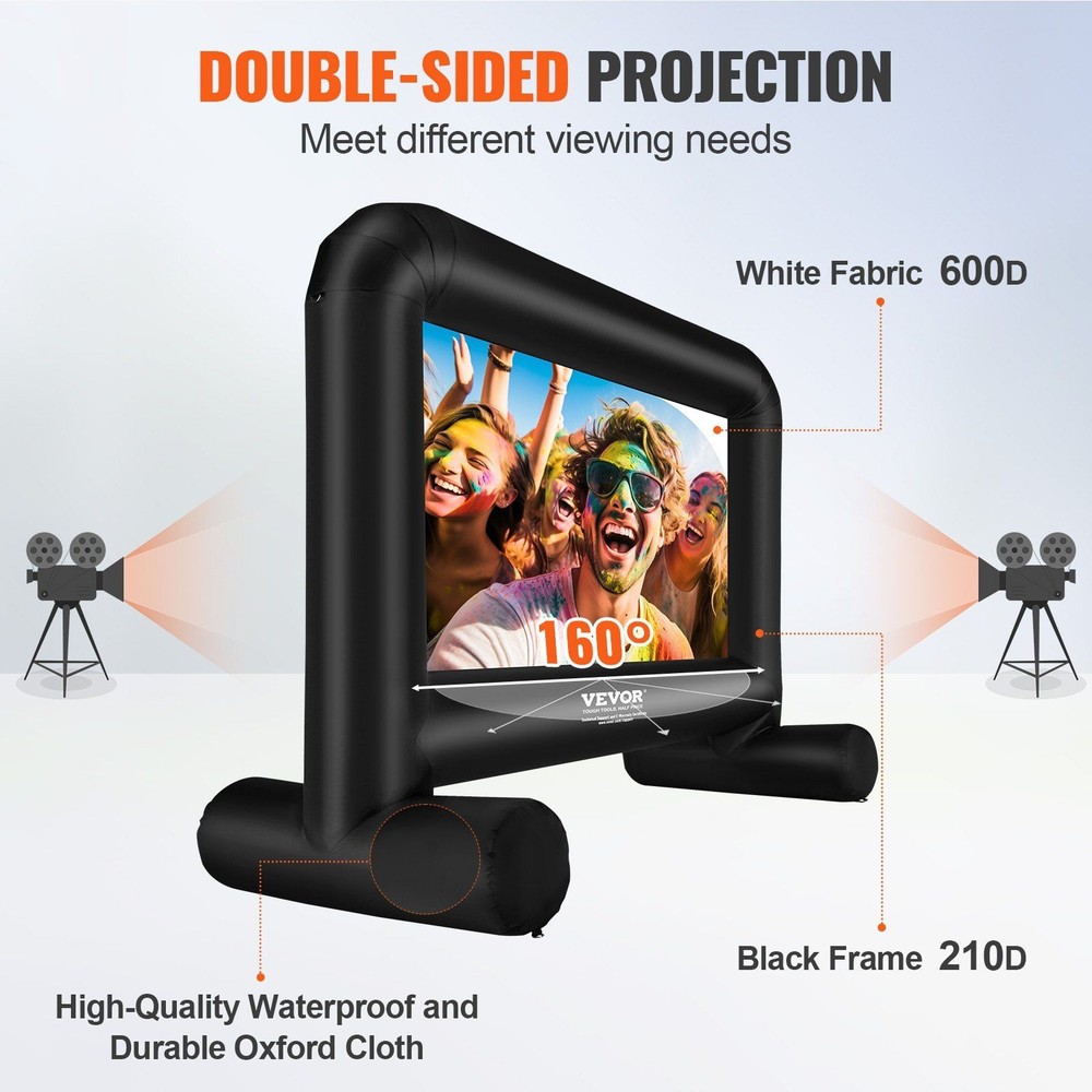 Ultra-Wide 14FT Projection Screen 160° View Angle with Storage Bag