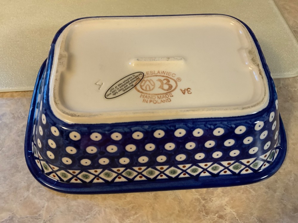 Boleslawiec Polish Pottery Rectangular Loaf Baker 10”x7”x3”