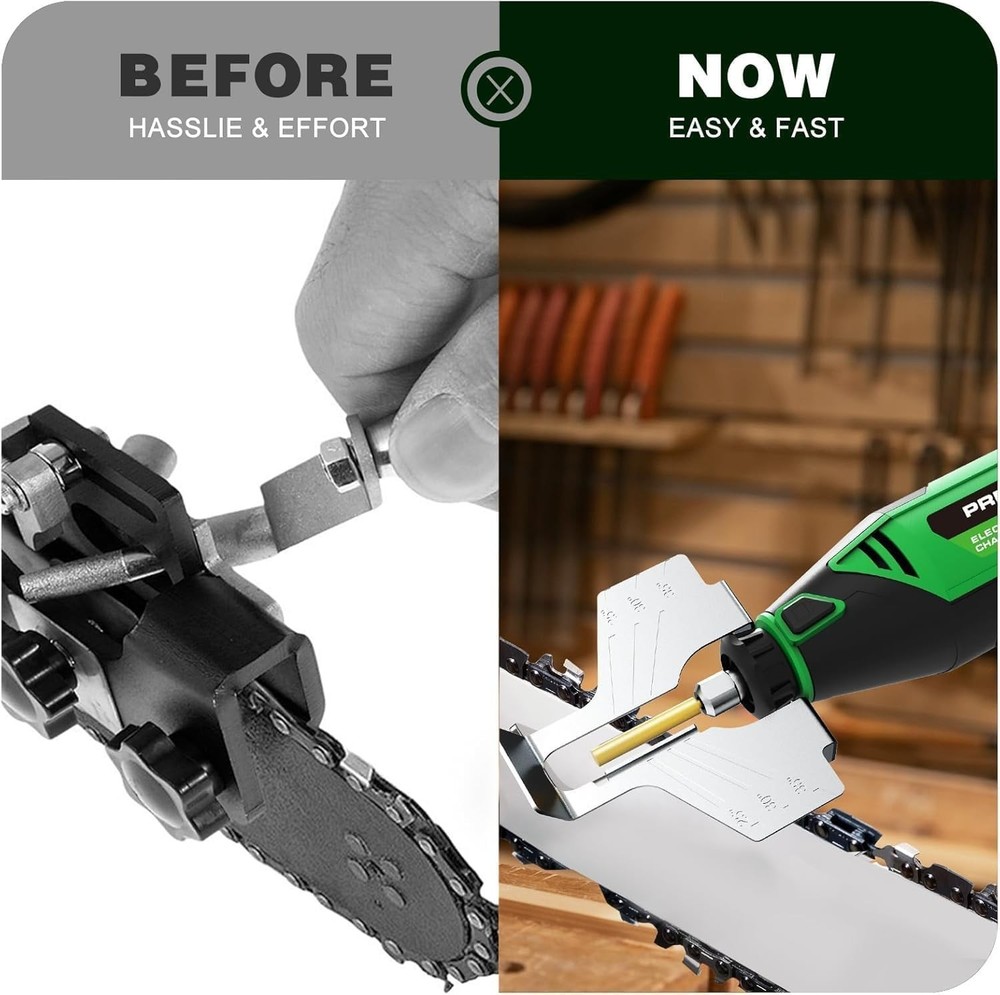 Electric Chainsaw Sharpener Kit 54PCS w/ Diamond Wheels & Angle Guide 120V Tool