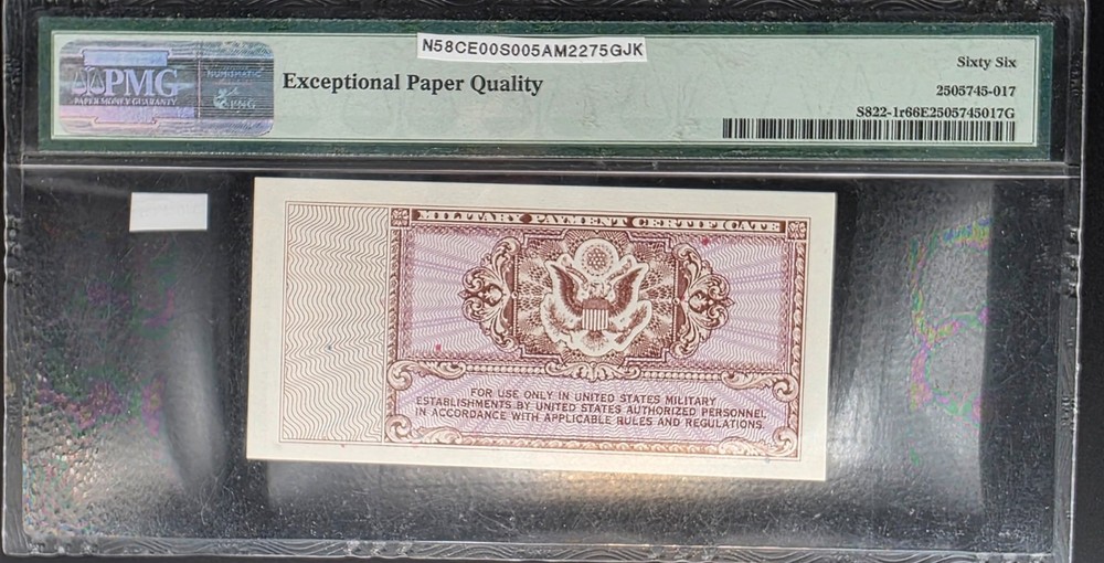 Military Payment Certificate Series 472 10c Replacement Note PMG 66 EPQ
