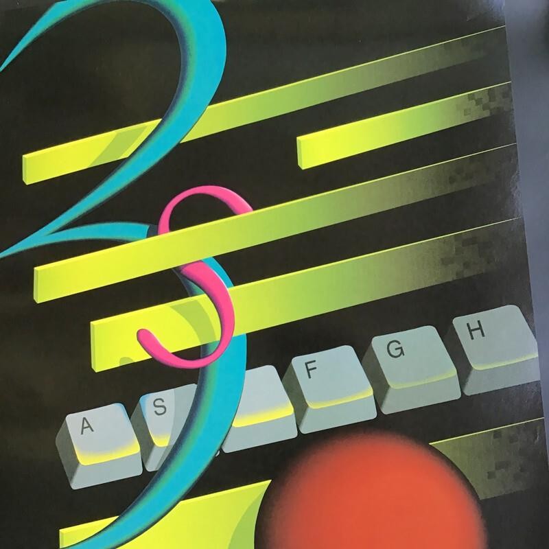 Simtec Computer Rentals Poster Vintage 80s 90s Tech Advertising Graphic Decor Ad