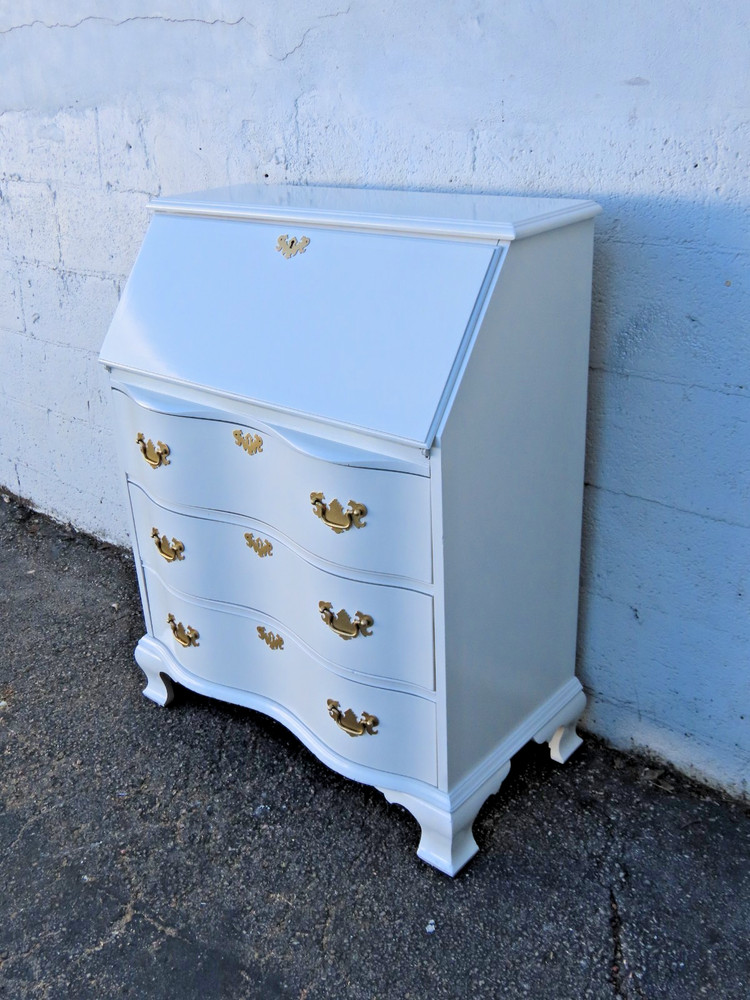 Painted White Serpentine Secretary Desk 6331