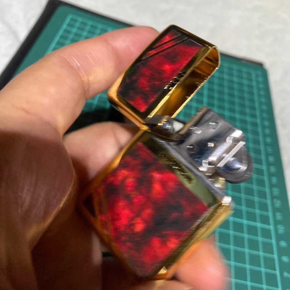 Zippo diagonal line double-sided pattern wood look