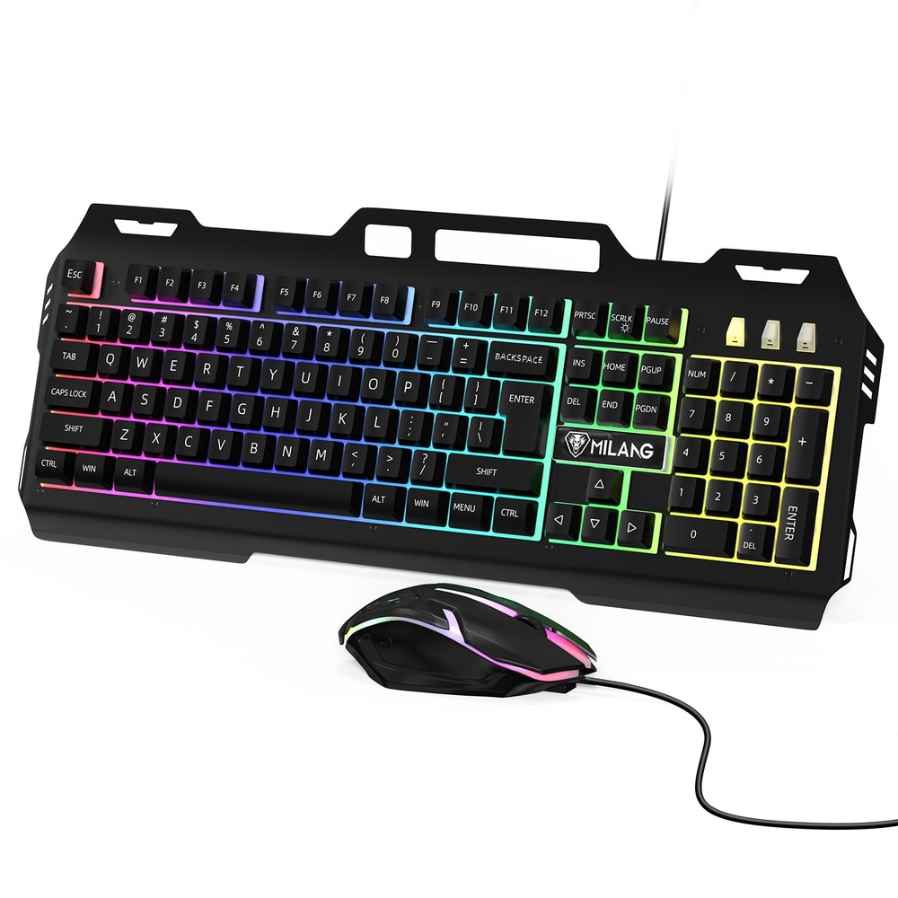 Computer Desktop Gaming Keyboard and Mouse Mechanical Feel LED Light Backlit US