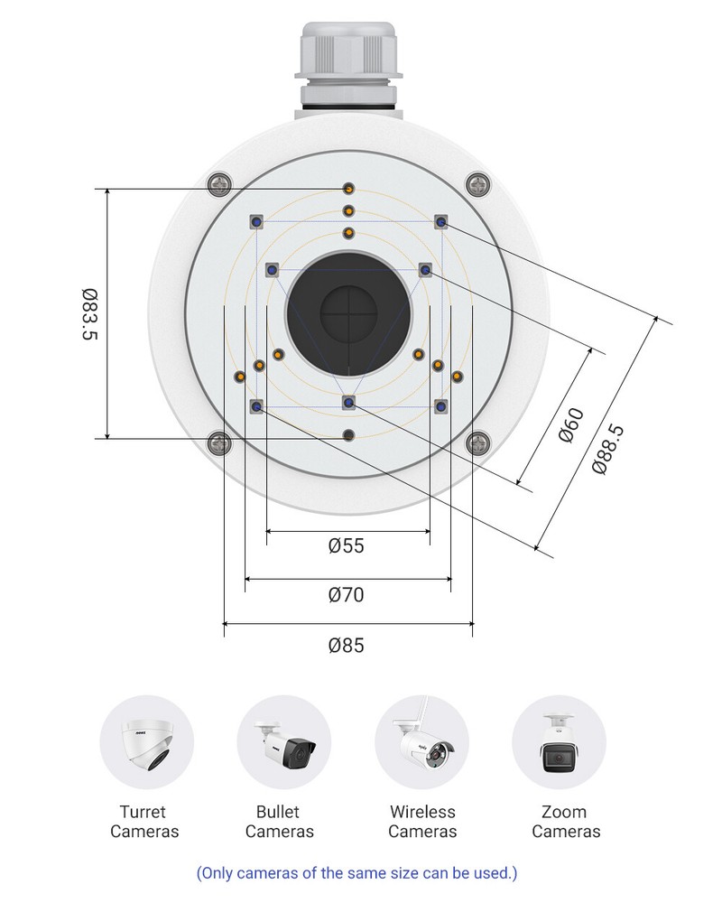 ANNKE Junction Box Wall Mount Bracket for Select CCTV Security Camera Waterproof