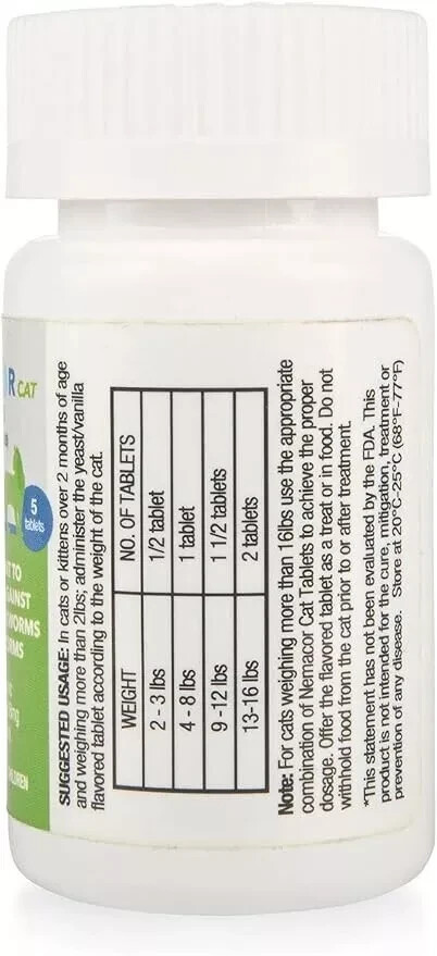 Cat Tapeworm Plus | Cats 2-16 lbs | Vanilla/Yeast | 5 Tablets