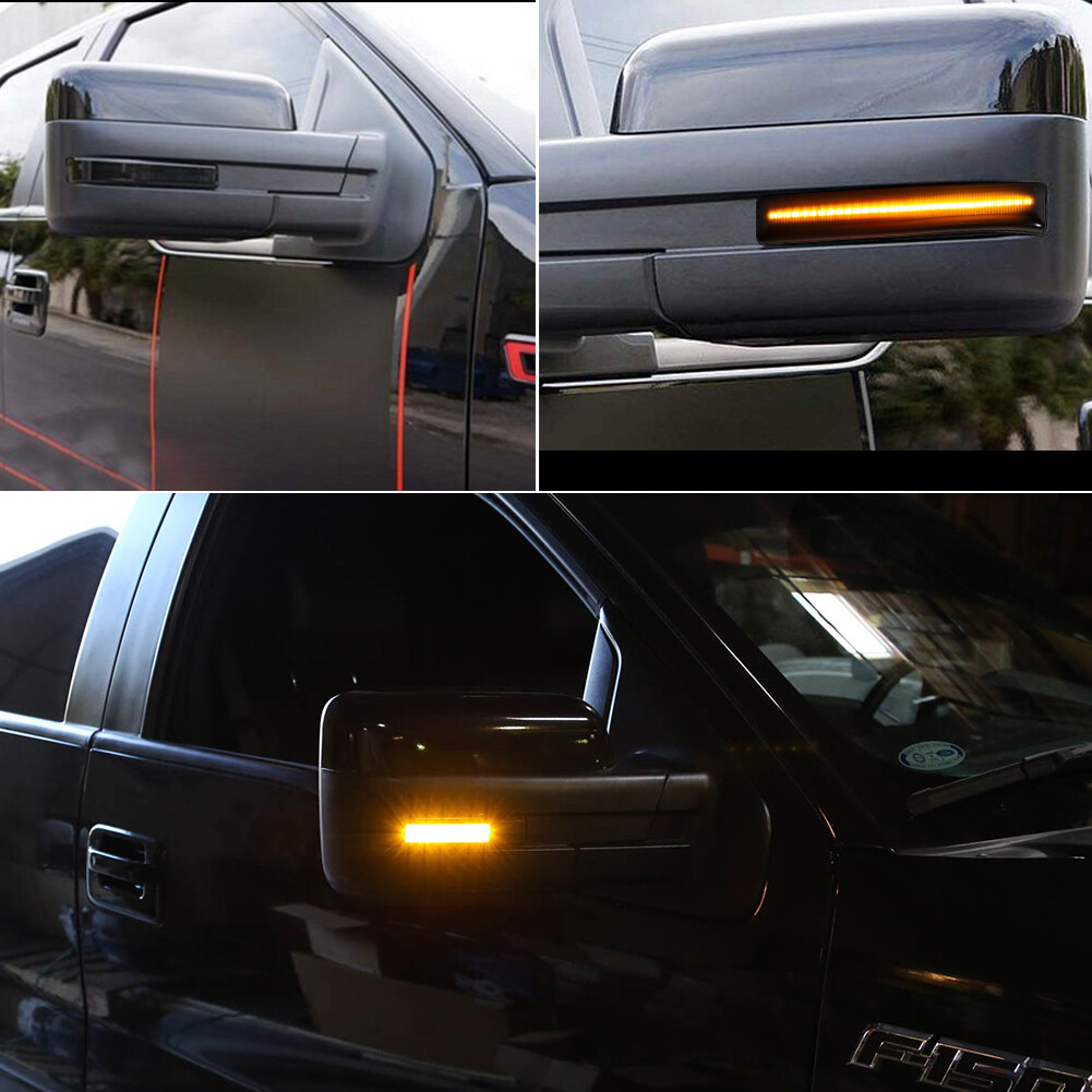 For 09-14 Ford F-150 Smoked LED Side Mirror Turn Signal Marker Reflector Lights