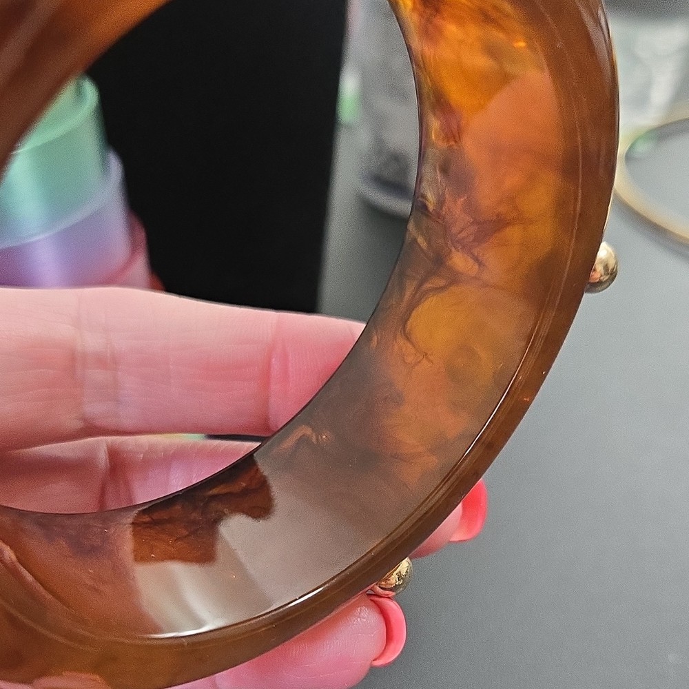 Vintage Bakelite Bangle with Gold-Tone Studs