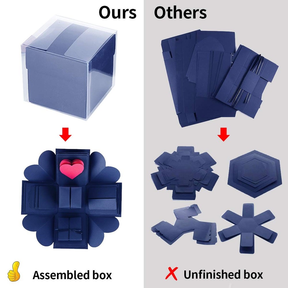 DIY Explosion Gift Box Set - Creative Love Memory Scrapbook & large, Blue