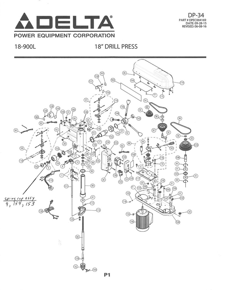 Delta Drill Press Model 18- 900L Quill Return Spring Assembly Original Part New