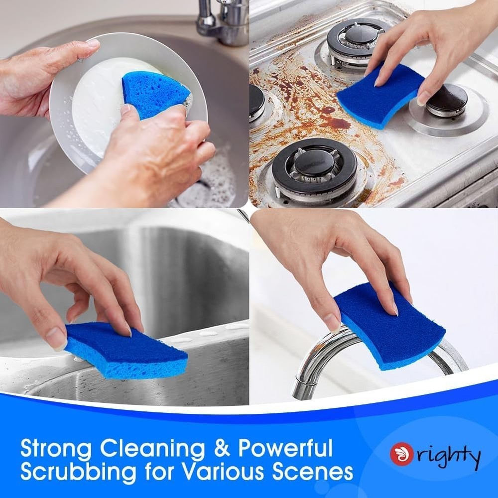 Orighty Scrub Sponges 24 Pack Non Scratch Kitchen Dish Cleaning Dual Side Sponge