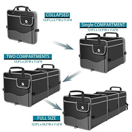Trunk Organizer with Cooler, Collapsible Trunk Storage Container with Non Black