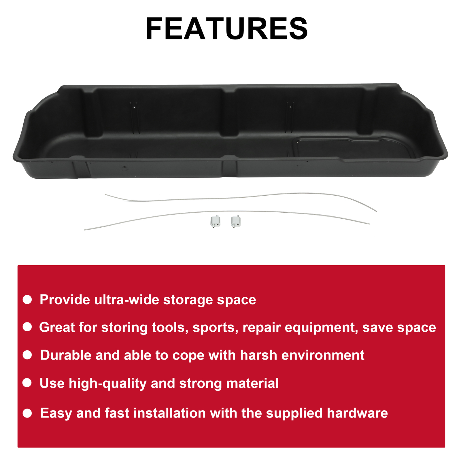 FOR 2009-2014 Ford F-150 Super Crew Cab Seat w/o Subwoofer Underseat Storage Box