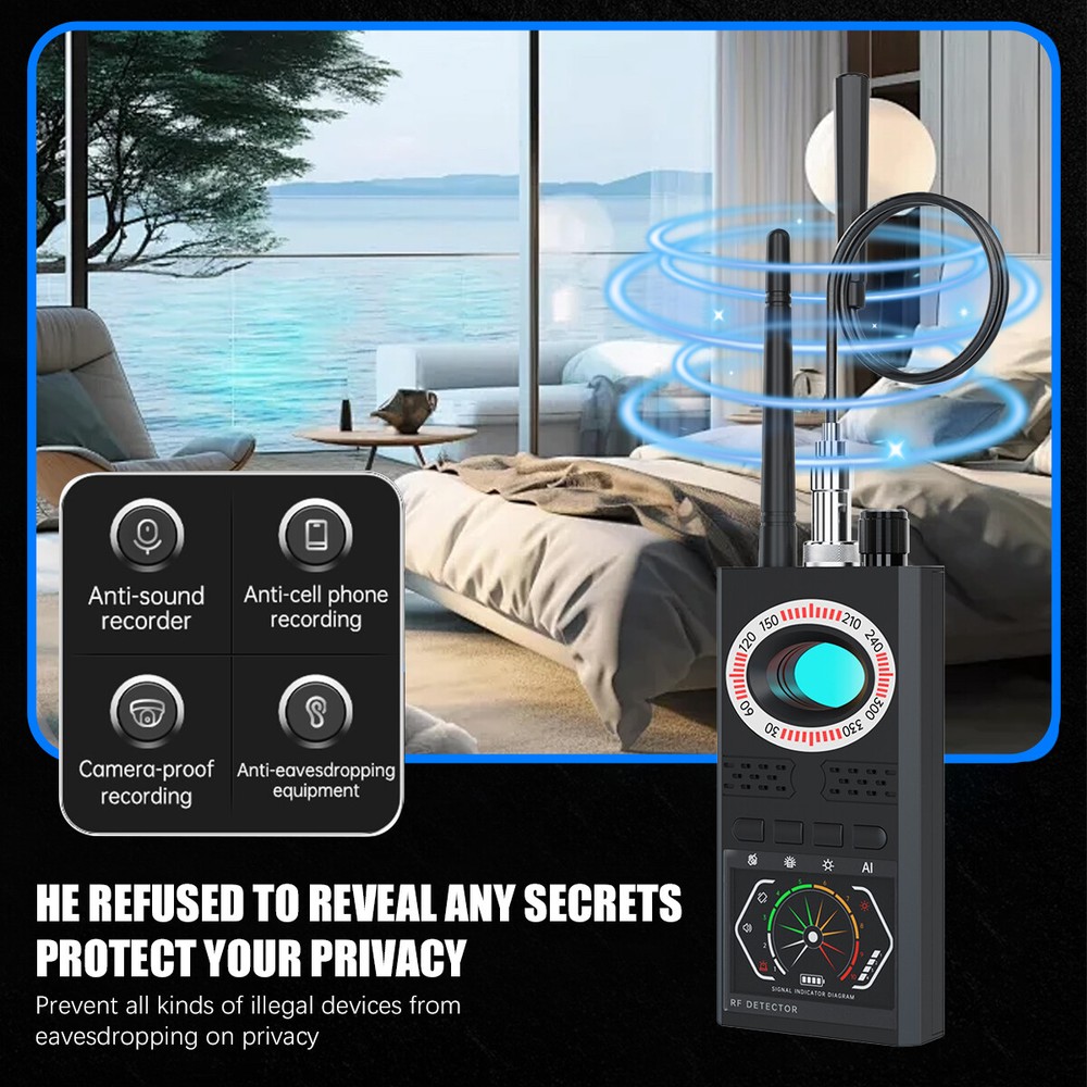 Anti-Spy Camera Wireless RF Detector GSM GPS BUG Tracker Finder Scanner Device