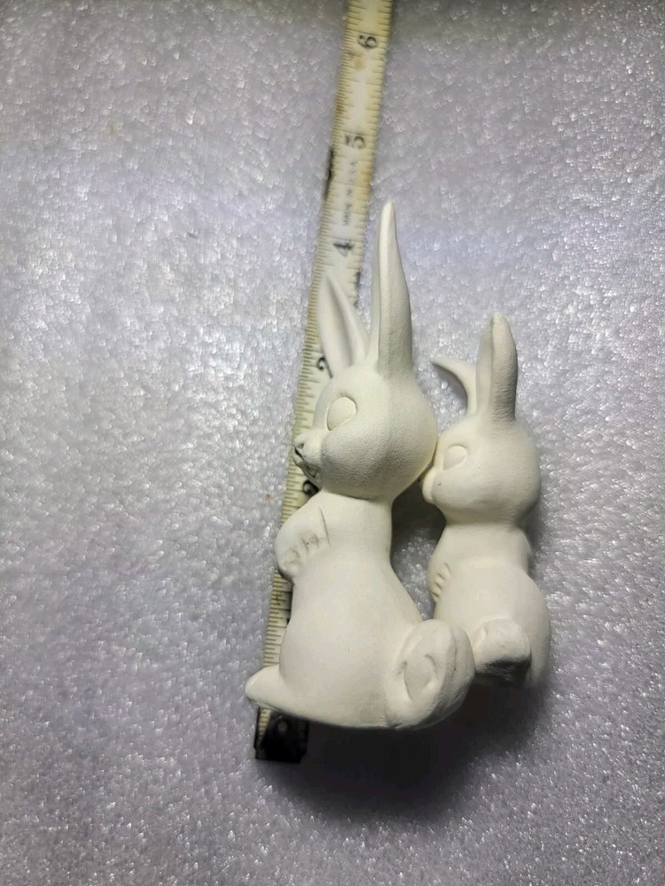 Bunnys Set Biscuit Ceramic Pottery fired once in a klin , ready 4paint